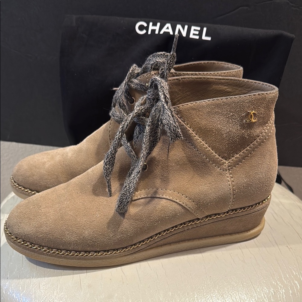 Chanel Women’s Tan Suede Boots - Picture 3 of 12